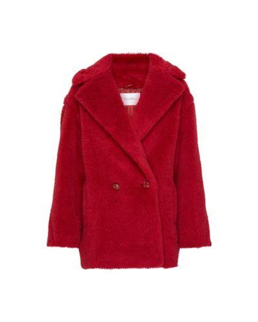 Max Mara Red Frais Teddy Short Coat