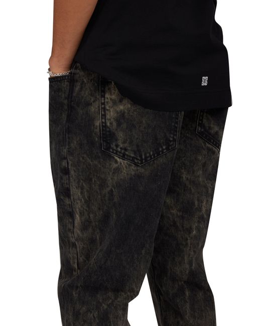 Givenchy Black Straight Fit Jeans In Marbled Denim for men