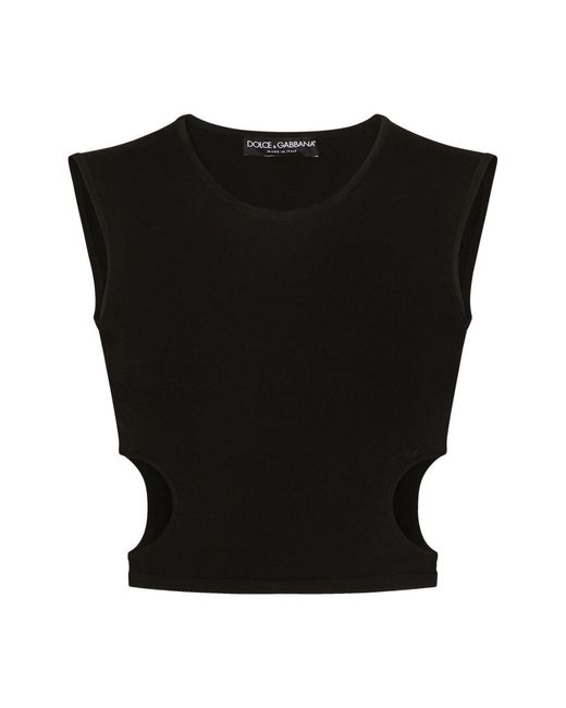 Dolce & Gabbana Black Viscose Top With Cut-Out Sides