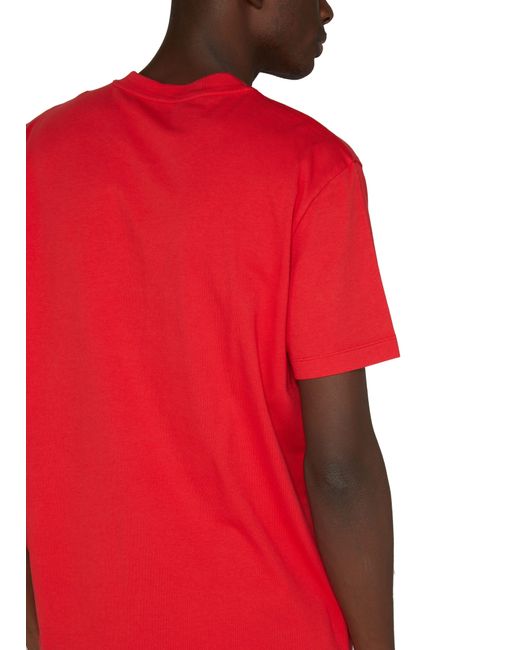 Moncler Red Short-Sleeve T-Shirt With Logo for men