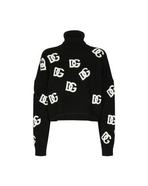 Dolce & Gabbana Black Virgin Wool Monogram Sweater