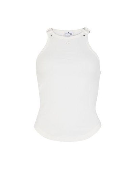 Courreges White Buckle 90's Rib Tank Top