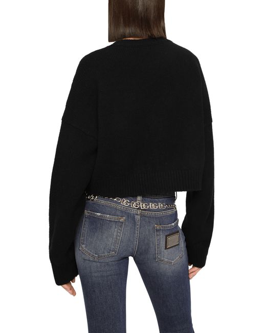 Dolce & Gabbana Black Wool And Cashmere Round-neck Sweater
