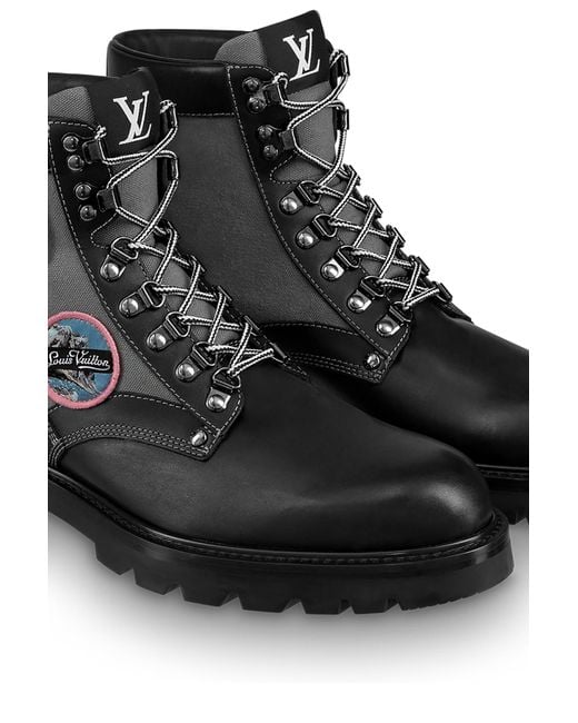 Louis Vuitton Oberkampf Flat Ankle Boots in Black Calfskin Leather