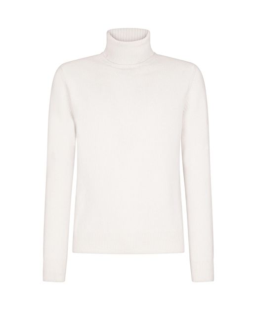 Dolce & Gabbana White Turtle-Neck Sweater for men