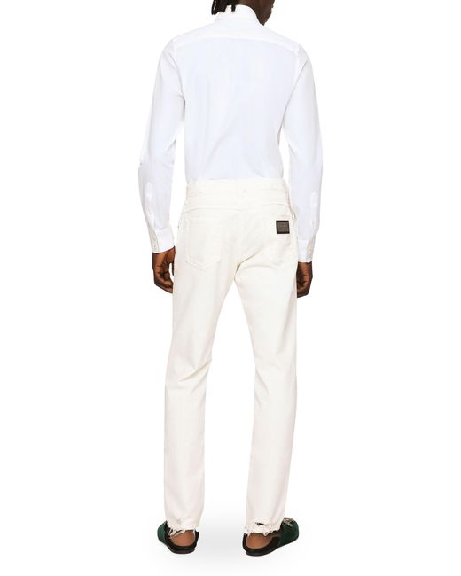 Dolce & Gabbana Weiße Denim-Jeans Regular Fit in White für Herren