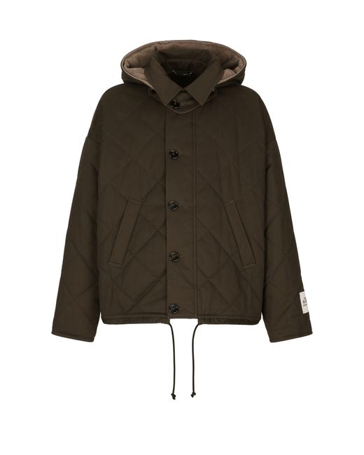 Dolce & Gabbana Green Quilted Cotton Jacket With Hood for men