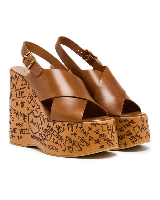 Chloé Brown Sandalen Mit Keilabsatz Maxime