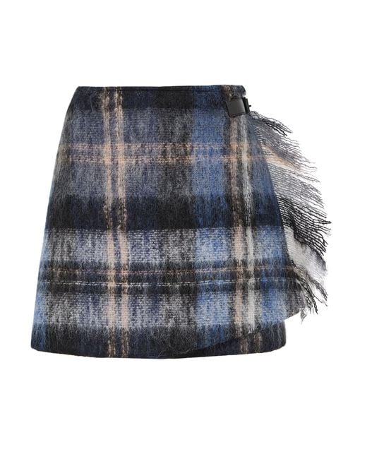 Loewe Blue Mohair And Wool Blend Mini Skirt