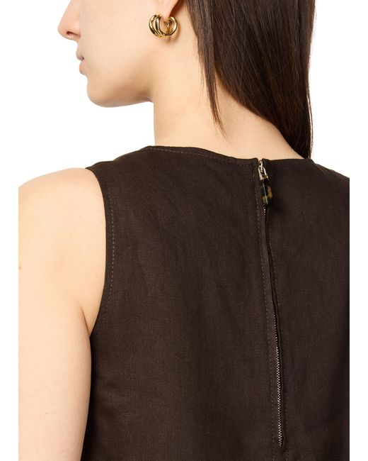 Max Mara Brown Ausgestelltes Maxikleid Aus Leinen Simeone