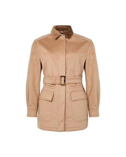 Max Mara Natural Mantel Mit Gürtel Leva
