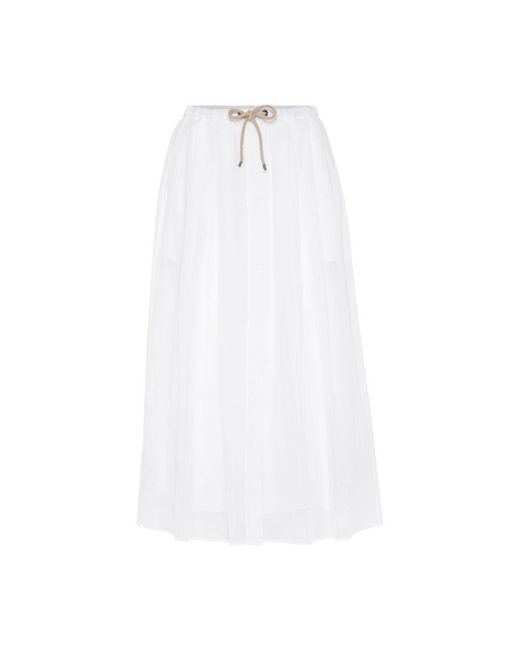 Brunello Cucinelli White A-line Cotton Maxi Skirt