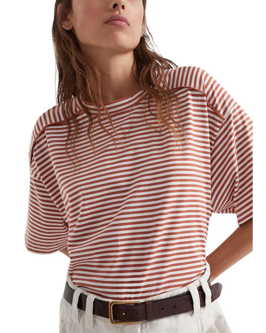 Brunello Cucinelli Red Striped Jersey T-Shirt