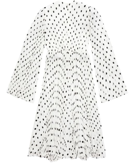 Balenciaga White Hand Drawn Polka-dot Pleated Dress