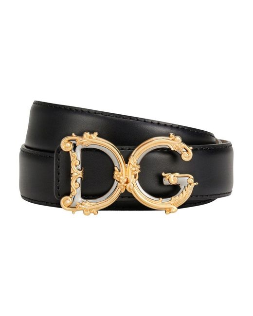 Dolce & Gabbana Black Calfskin Belt With Logo
