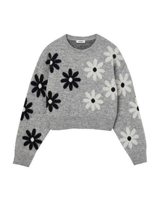 Grey floral shop sweater