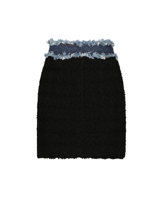 Dolce & Gabbana Black Tweed And Denim Miniskirt