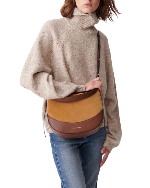 Sac Vanessa Bruno Cuir Argenté Et Marron Clair De Paris - Occasion Utilisé