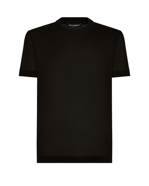 Dolce & Gabbana Black Short-Sleeved Silk T-Shirt for men