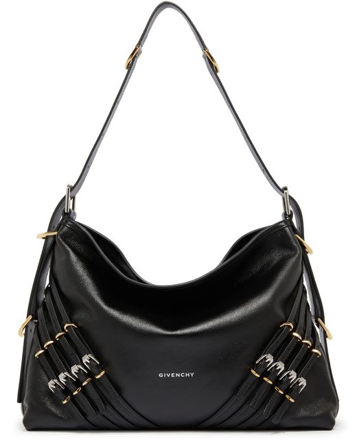 Givenchy Black Voyou Medium Leather Bag With Multi-Buckles