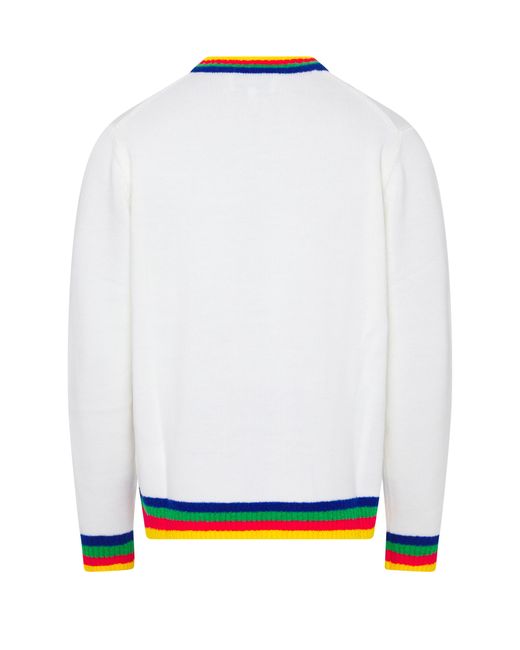 Casablancabrand White Heart Boucle Brand Crew Neck Sweater for men