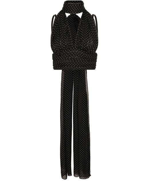 Dolce & Gabbana Black Chiffon Top With Scarf Detail