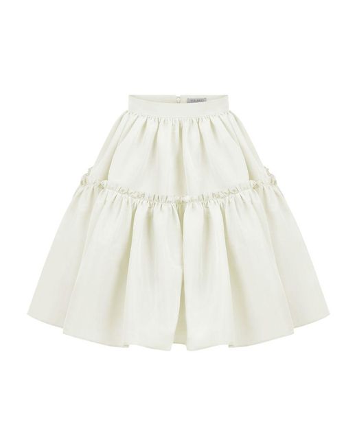 Nina Ricci White Midi Babydoll Taffeta Skirt