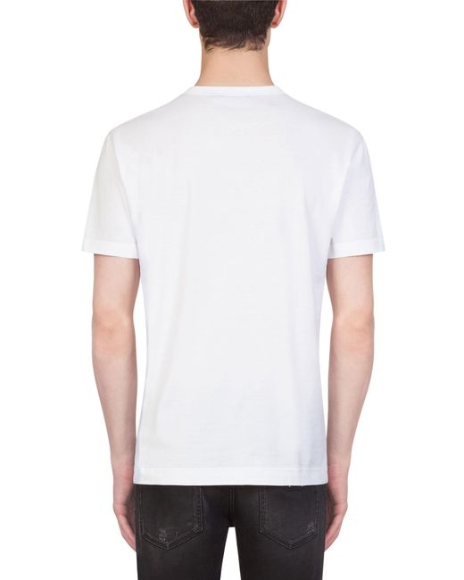 Dolce & Gabbana White Cotton T-Shirt With Logoed Plaque for men