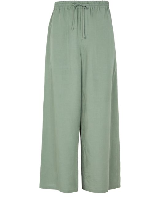 Loewe Green Cropped Viscose And Linen Pants for men