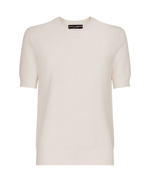 Dolce & Gabbana Natural Cotton Sweater With Logo Label for men
