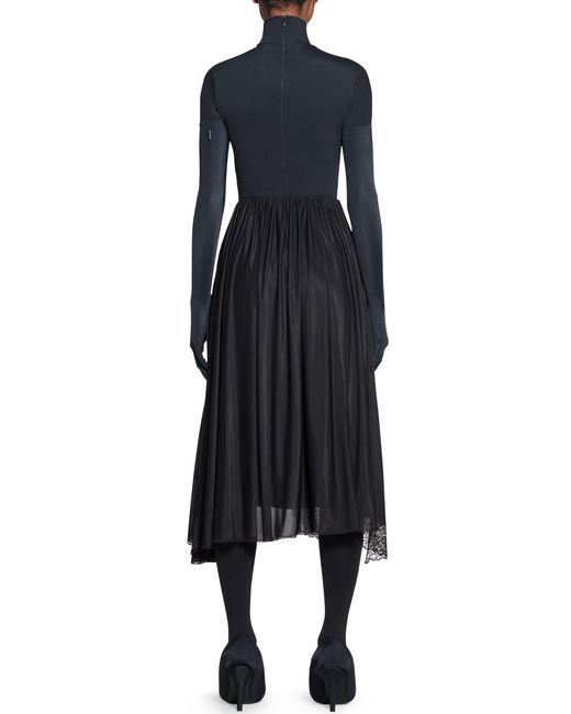 Balenciaga Blue Long Skirt With Lace Detailling