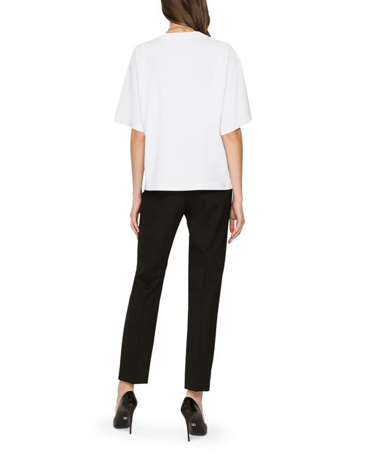 Dolce & Gabbana White Jersey T-shirt With "" Print