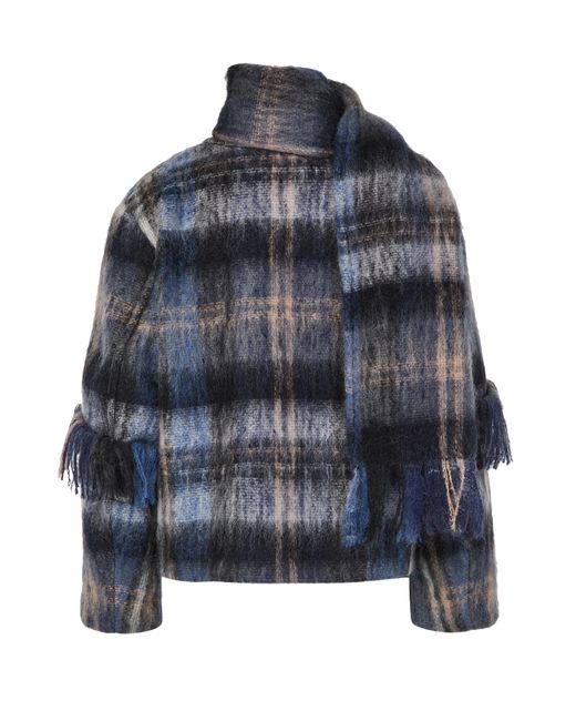 Loewe Blue Check Brushed Wool-Blend Jacket