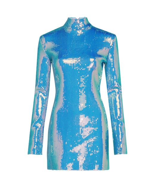 David Koma Blue Curcle Back Cutout Mini Dress