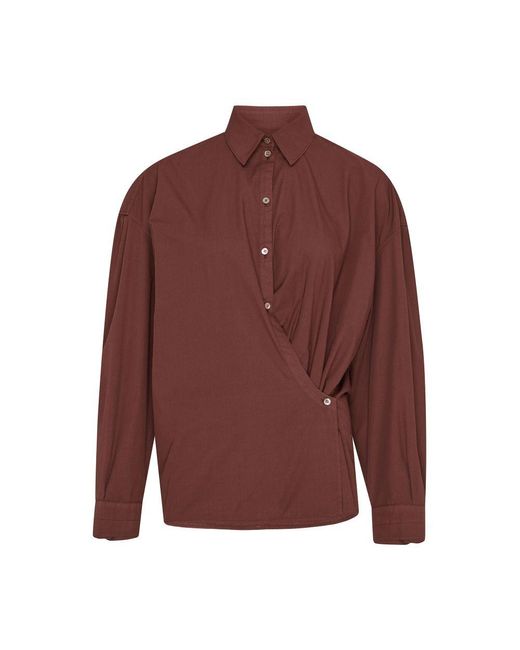 Lemaire Red Straight Collar Twisted Shirt