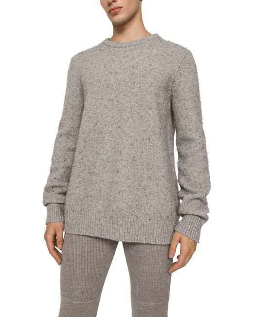 Dolce & Gabbana Gray Round Neck Technical Wool Sweater for men