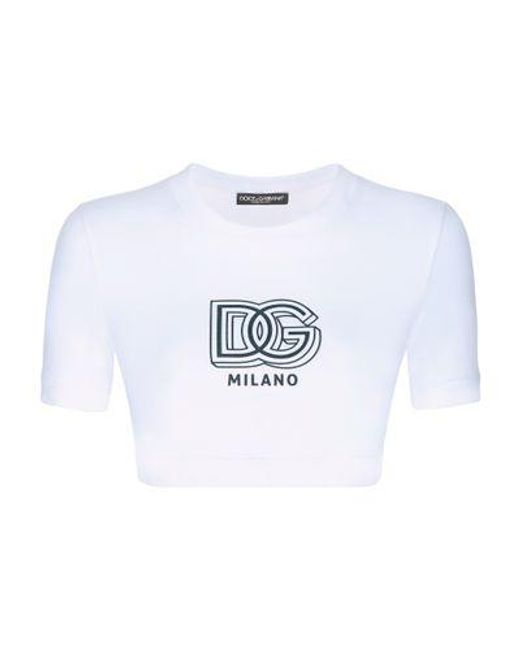 Dolce & Gabbana White Cropped Jersey T-shirt
