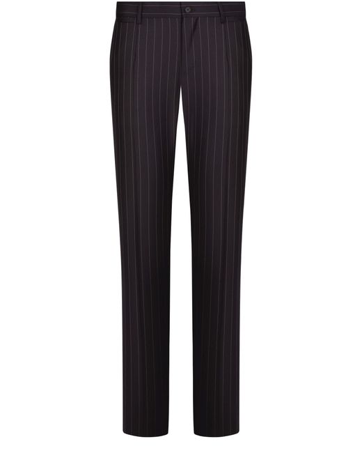 Dolce & Gabbana Blue Pinstriped Tailored Trousers for men