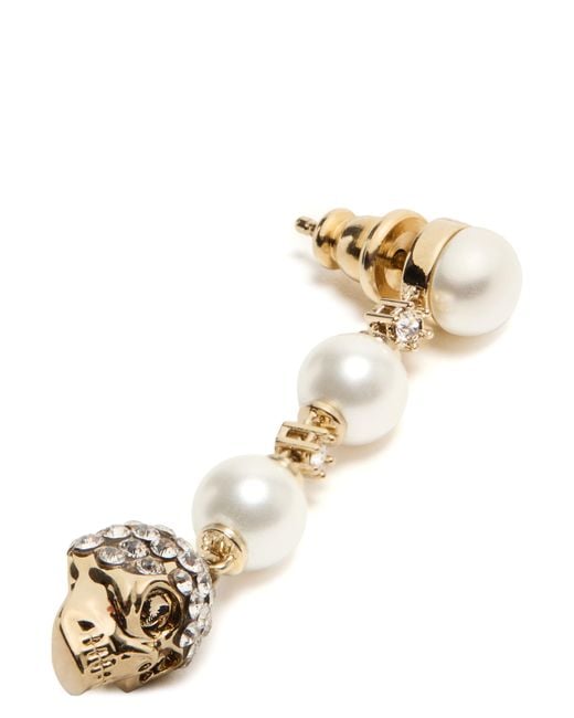Alexander McQueen Metallic Skull And Pearl Earrings