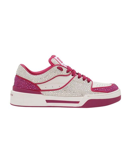 Dolce & Gabbana Pink New Roma Calfskin Sneakers