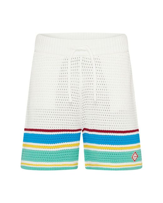 Casablancabrand White Crochet Effect Tennis Shorts for men