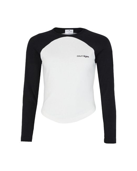 Courreges Black Langärmeliges Kontrast-T-Shirt Circle