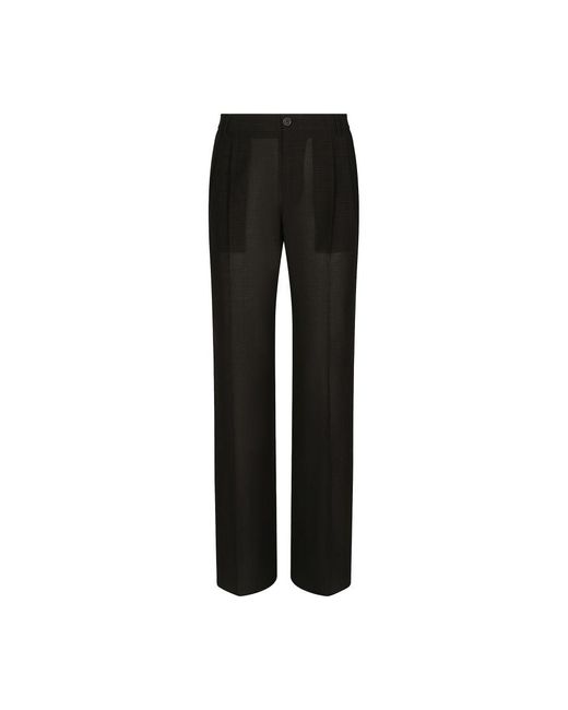 Dolce & Gabbana Black Tailored Straight-leg Pants In Technical Cotton for men