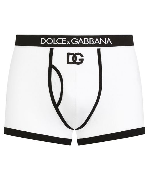 Dolce & Gabbana Boxershorts aus feingerippter Baumwolle mit DG-Logo in Black für Herren