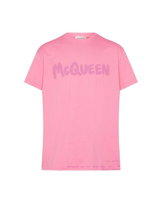 Alexander McQueen Pink Graffiti T-shirt for men