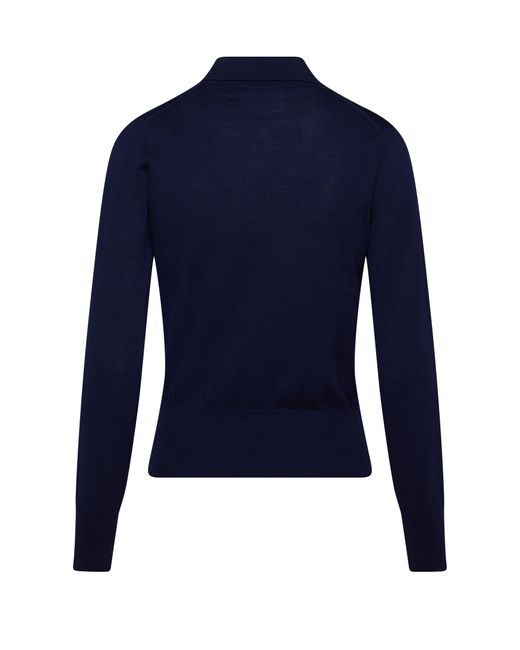 AMI Blue Argyle Sweater With Button Collar