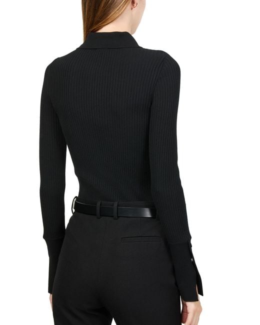 Courreges Black Klassisch Geripptes Poloshirt