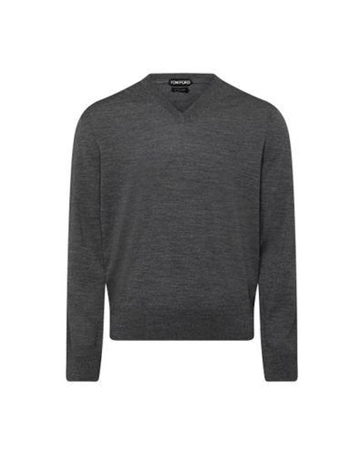 Tom Ford Gray V-Neck Sweater for men