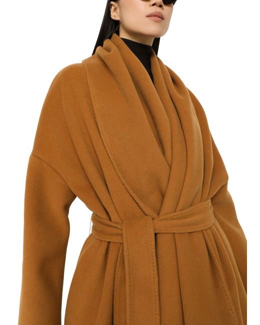 Dolce & Gabbana Brown Wool-cashmere Wrap Coat