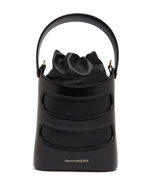 Alexander McQueen Black Mini-Tasche The Rise Bucket
